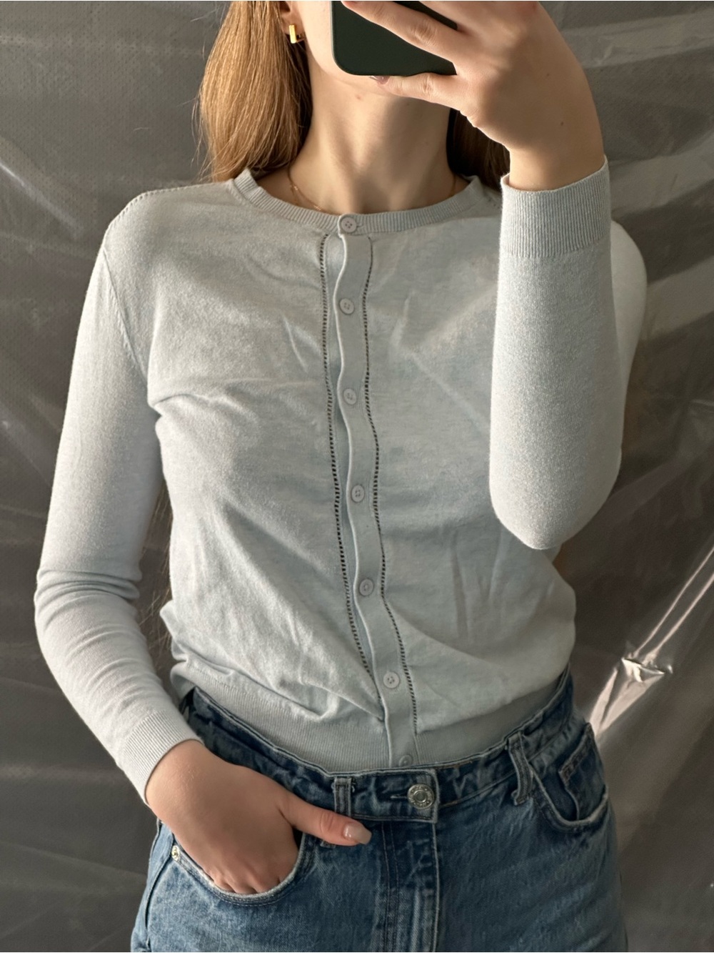 GAP Light Blue Button-Down Knit Cardigan